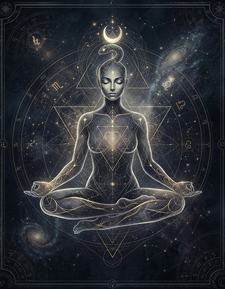 Meditative celestial illustration representing Ketu, the south lunar node